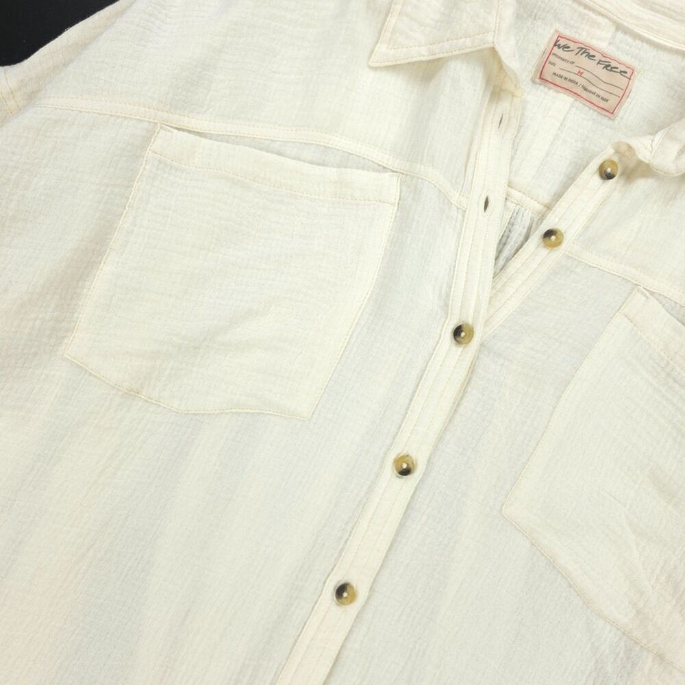 NEW Free People Cardiff Top Gauze Button Down Beachy Boho Lagenlook VSCO Minimal - Picture 5 of 14